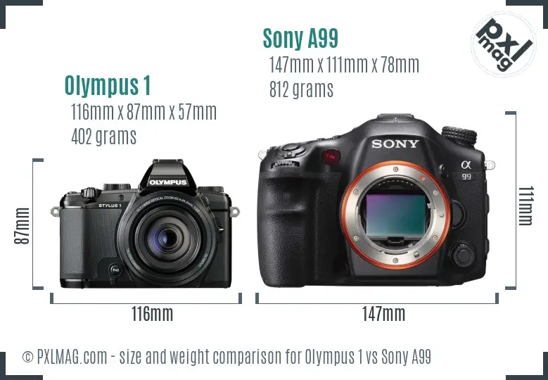 Olympus 1 vs Sony A99 size comparison Olympus 1 vs Sony A99 size comparison