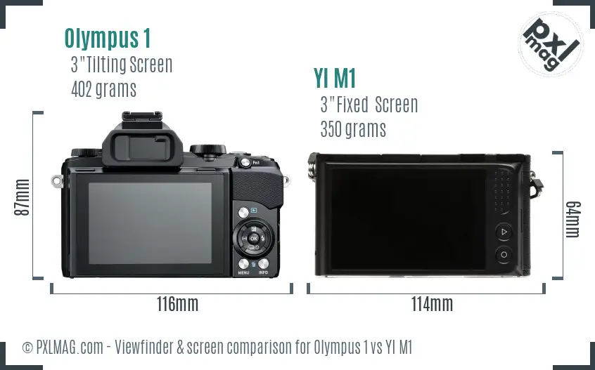 Olympus 1 vs YI M1 Screen and Viewfinder comparison