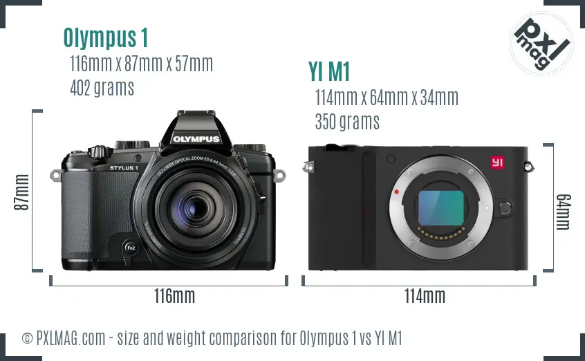 Olympus 1 vs YI M1 size comparison