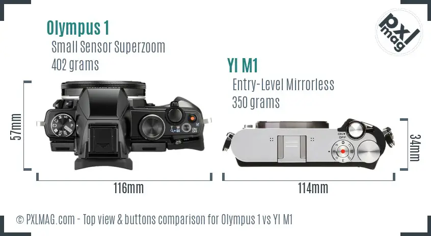 Olympus 1 vs YI M1 top view buttons comparison