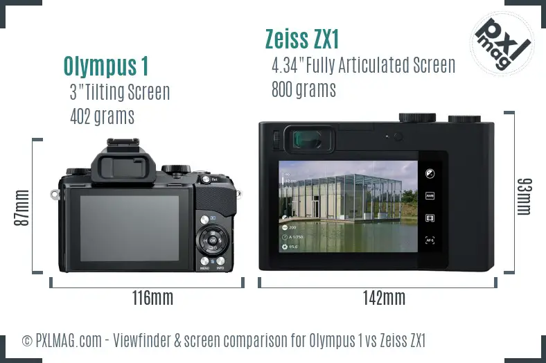Olympus 1 vs Zeiss ZX1 Screen and Viewfinder comparison