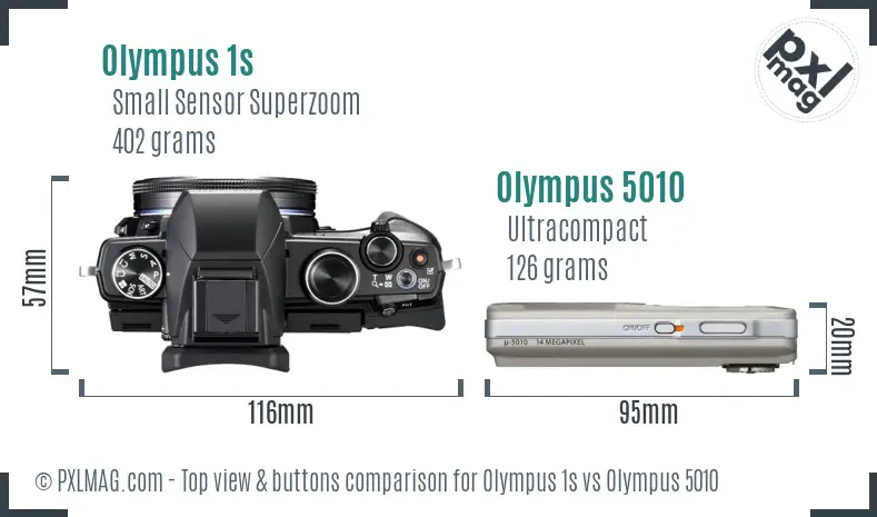 Olympus 1s vs Olympus 5010 top view buttons comparison