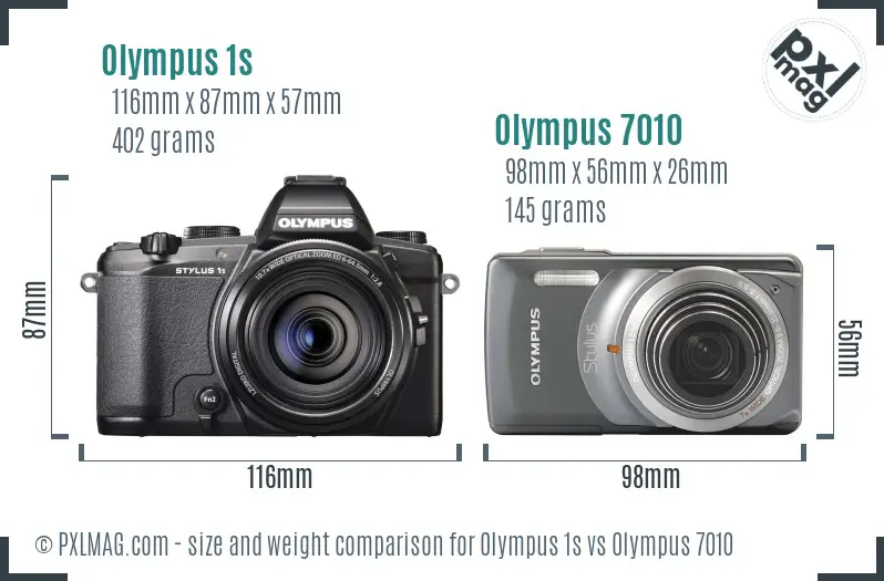 Olympus 1s vs Olympus 7010 size comparison