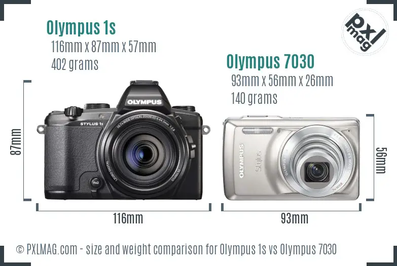 Olympus 1s vs Olympus 7030 size comparison