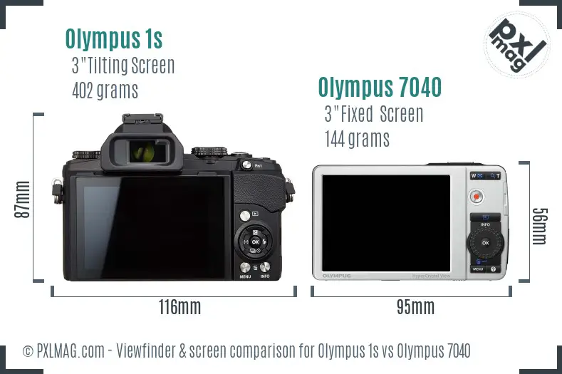 Olympus 1s vs Olympus 7040 Screen and Viewfinder comparison