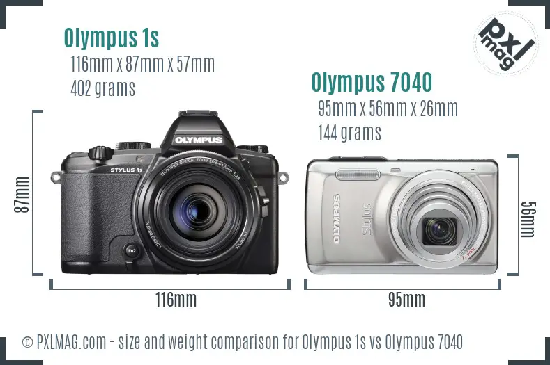 Olympus 1s vs Olympus 7040 size comparison