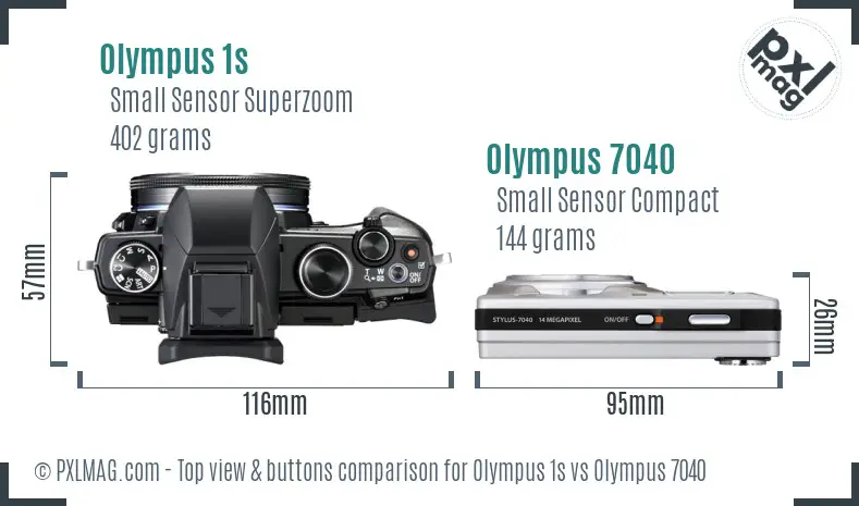 Olympus 1s vs Olympus 7040 top view buttons comparison