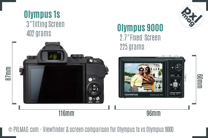 Olympus 1s vs Olympus 9000 Screen and Viewfinder comparison