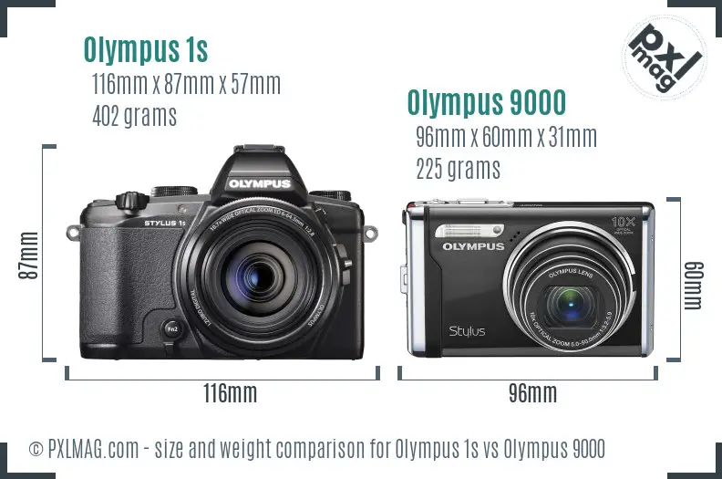 Olympus 1s vs Olympus 9000 size comparison