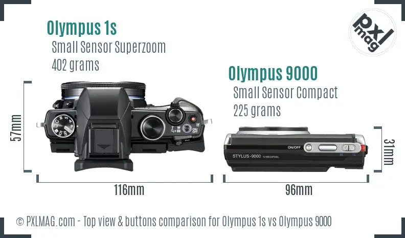 Olympus 1s vs Olympus 9000 top view buttons comparison