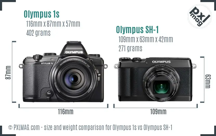 Olympus 1s vs Olympus SH-1 size comparison