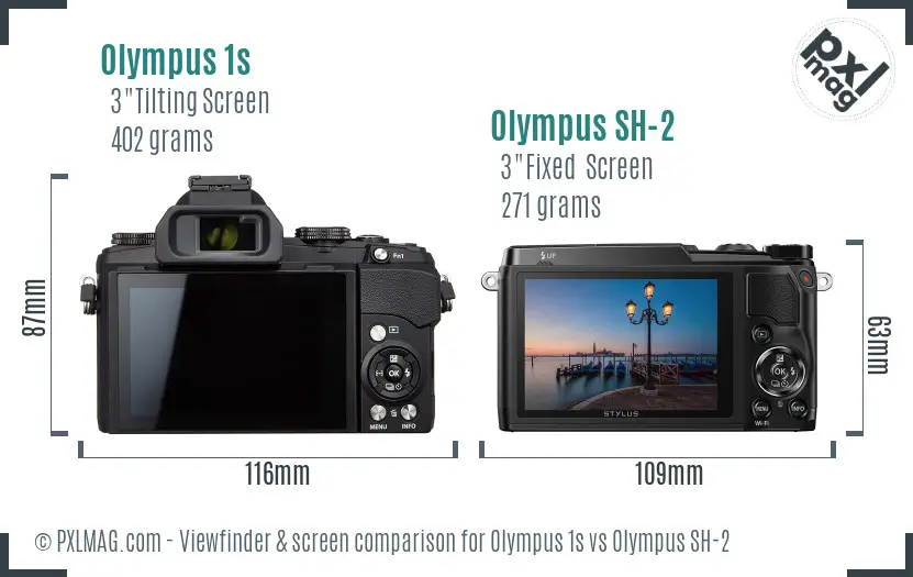 Olympus 1s vs Olympus SH-2 Screen and Viewfinder comparison