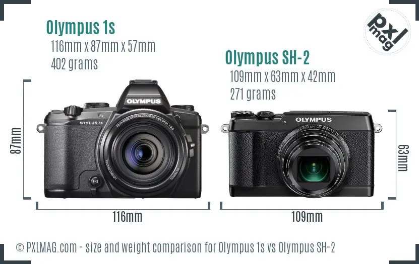 Olympus 1s vs Olympus SH-2 size comparison