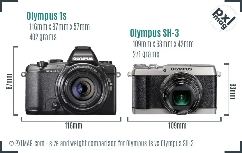 Olympus 1s vs Olympus SH-3 size comparison