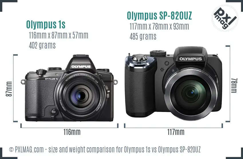 Olympus 1s vs Olympus SP-820UZ size comparison