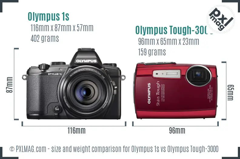 Olympus 1s vs Olympus Tough-3000 size comparison