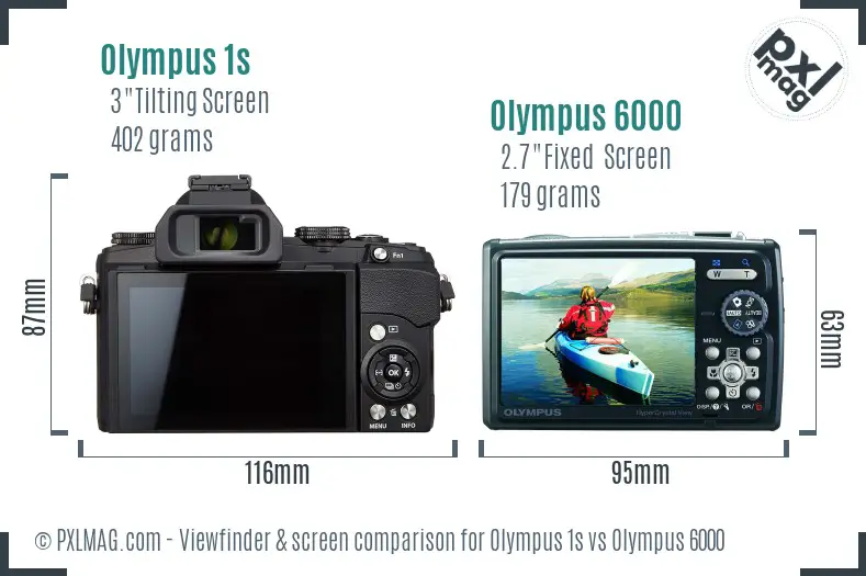 Olympus 1s vs Olympus 6000 Screen and Viewfinder comparison