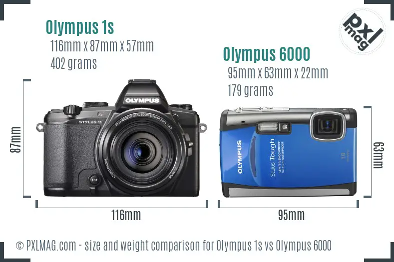 Olympus 1s vs Olympus 6000 size comparison