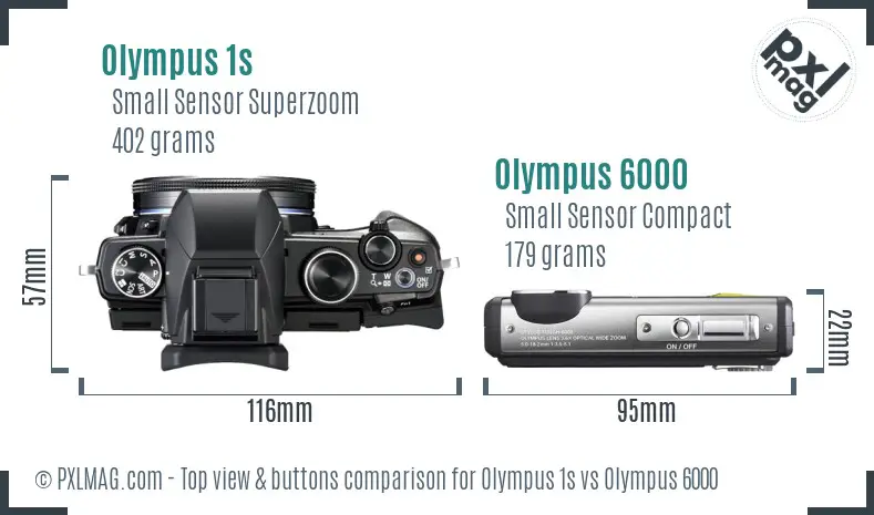 Olympus 1s vs Olympus 6000 top view buttons comparison