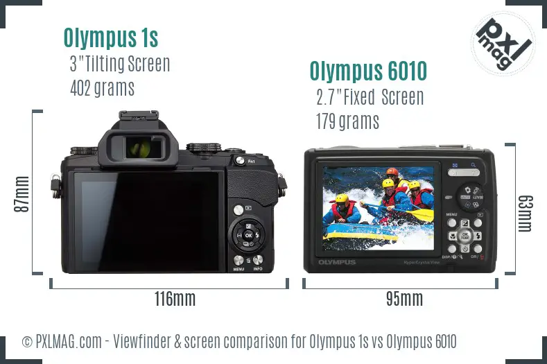 Olympus 1s vs Olympus 6010 Screen and Viewfinder comparison