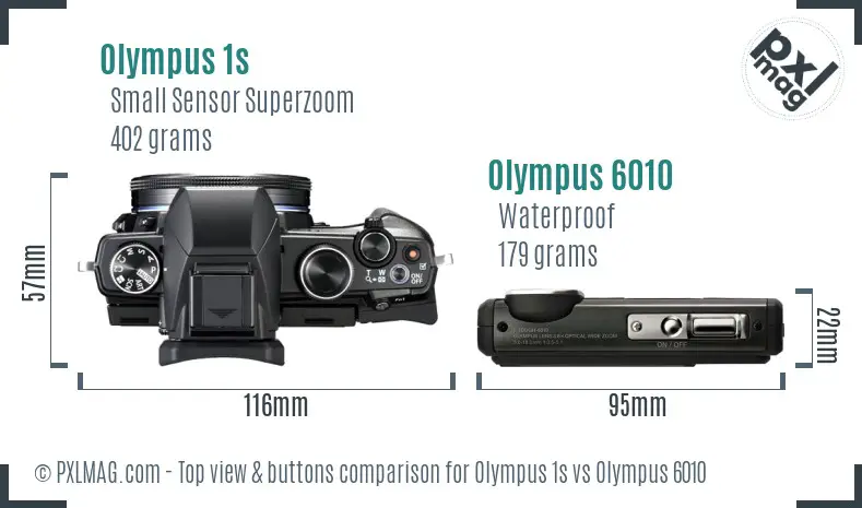Olympus 1s vs Olympus 6010 top view buttons comparison