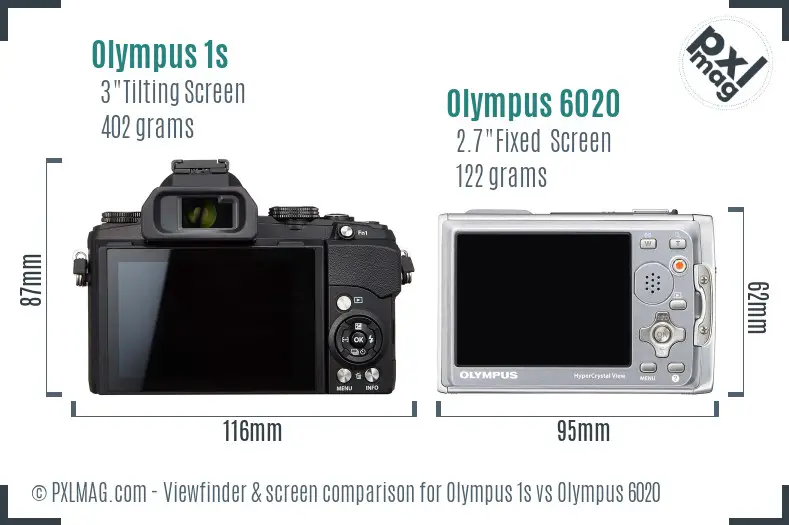 Olympus 1s vs Olympus 6020 Screen and Viewfinder comparison
