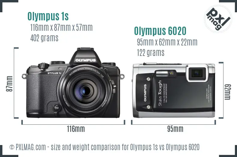 Olympus 1s vs Olympus 6020 size comparison