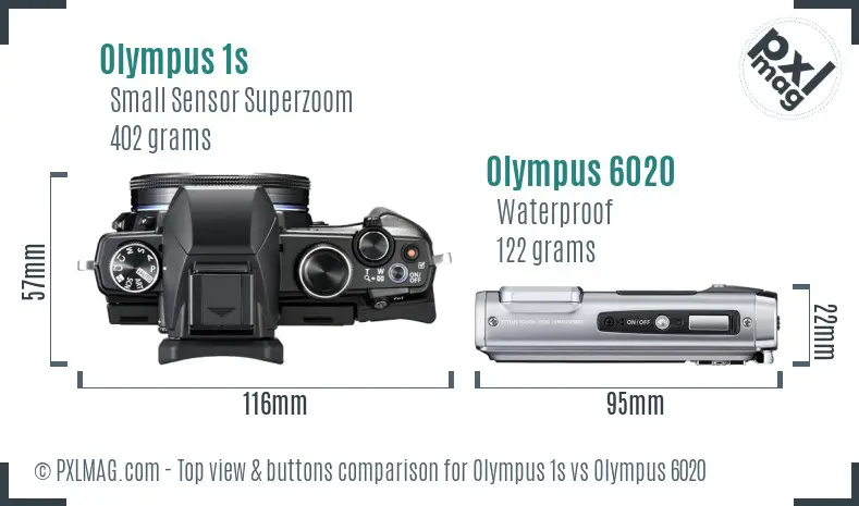 Olympus 1s vs Olympus 6020 top view buttons comparison