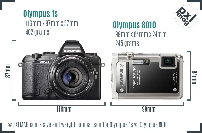 Olympus 1s vs Olympus 8010 size comparison