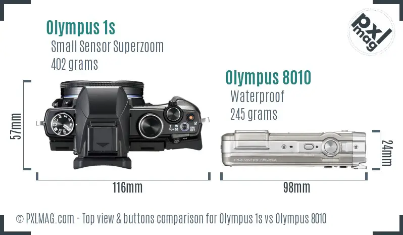 Olympus 1s vs Olympus 8010 top view buttons comparison