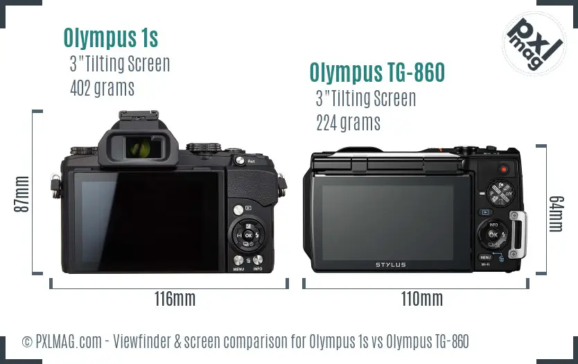 Olympus 1s vs Olympus TG-860 Screen and Viewfinder comparison