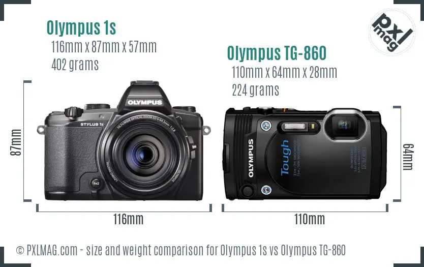Olympus 1s vs Olympus TG-860 size comparison