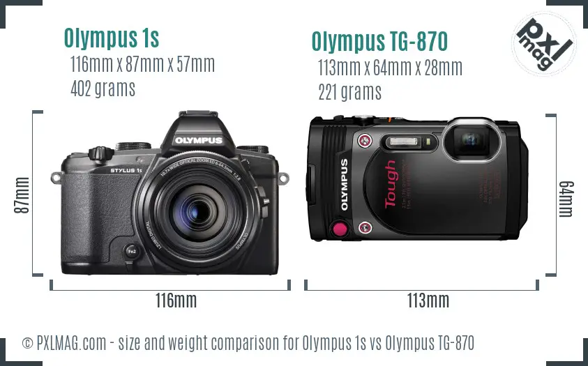Olympus 1s vs Olympus TG-870 size comparison