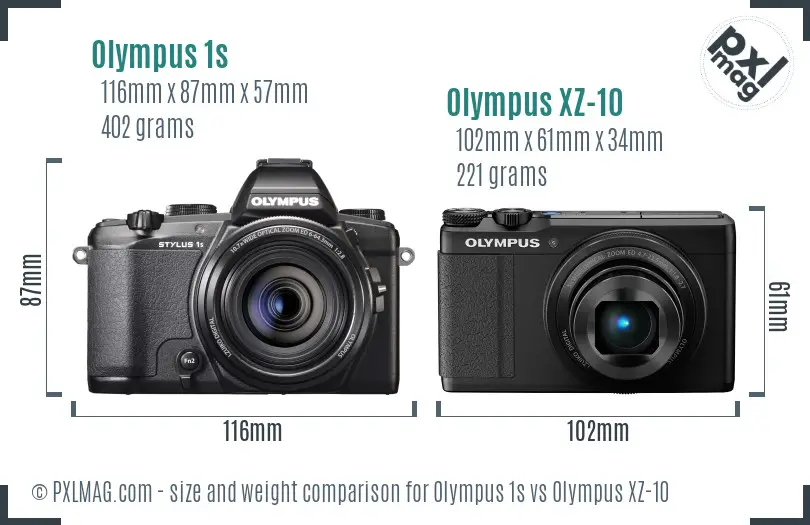 Olympus 1s vs Olympus XZ-10 size comparison
