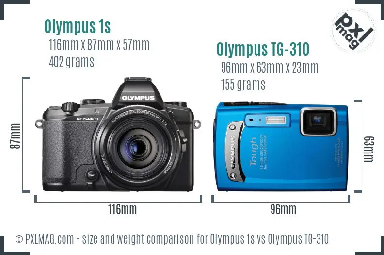 Olympus 1s vs Olympus TG-310 size comparison