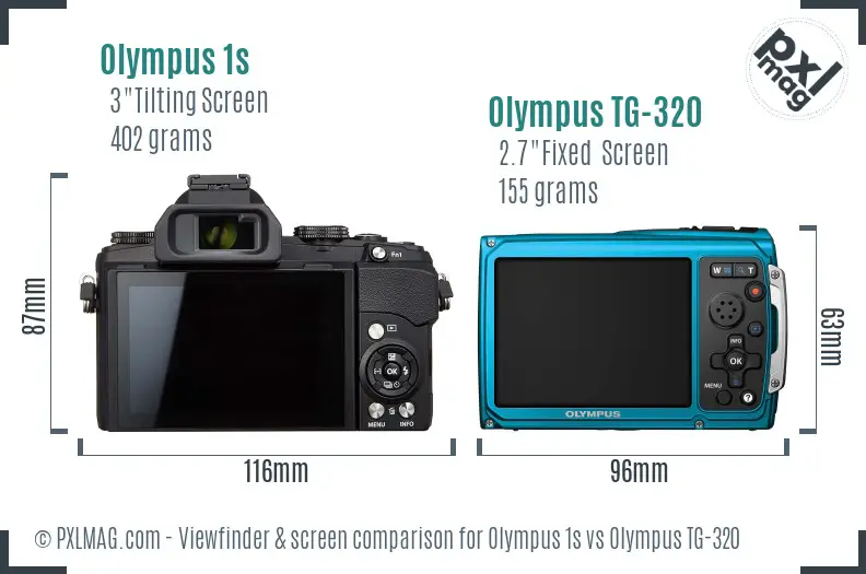 Olympus 1s vs Olympus TG-320 Screen and Viewfinder comparison