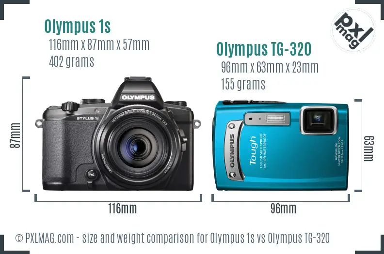 Olympus 1s vs Olympus TG-320 size comparison