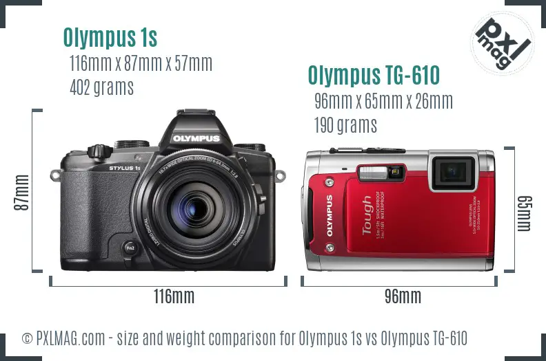 Olympus 1s vs Olympus TG-610 size comparison