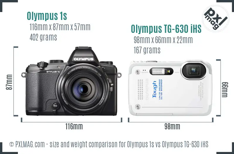 Olympus 1s vs Olympus TG-630 iHS size comparison
