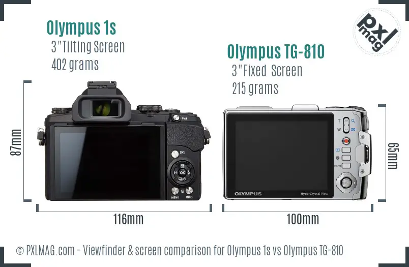 Olympus 1s vs Olympus TG-810 Screen and Viewfinder comparison