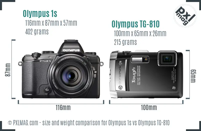 Olympus 1s vs Olympus TG-810 size comparison