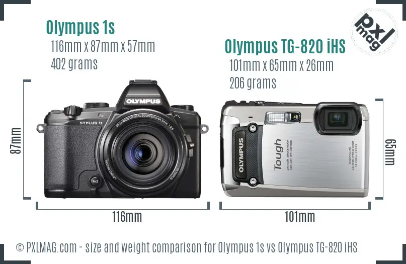 Olympus 1s vs Olympus TG-820 iHS size comparison