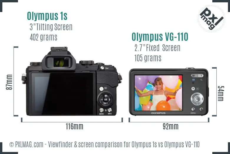 Olympus 1s vs Olympus VG-110 Screen and Viewfinder comparison