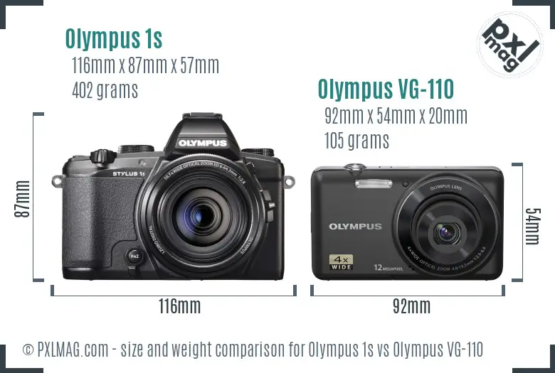 Olympus 1s vs Olympus VG-110 size comparison