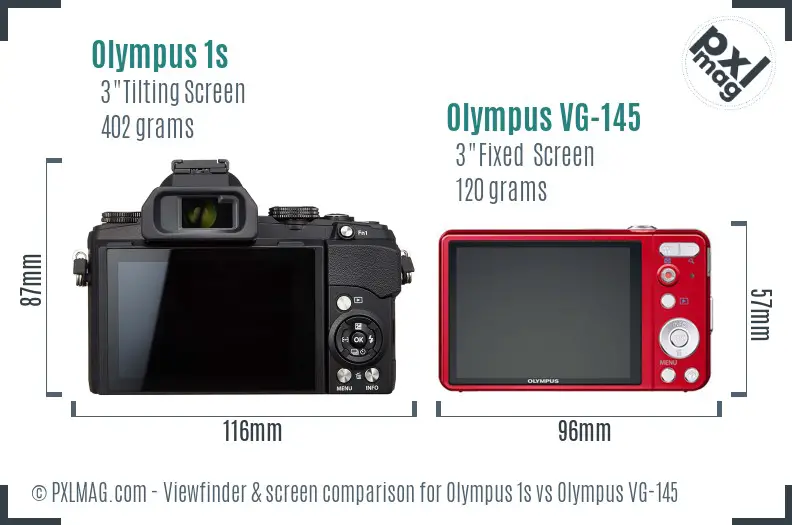 Olympus 1s vs Olympus VG-145 Screen and Viewfinder comparison