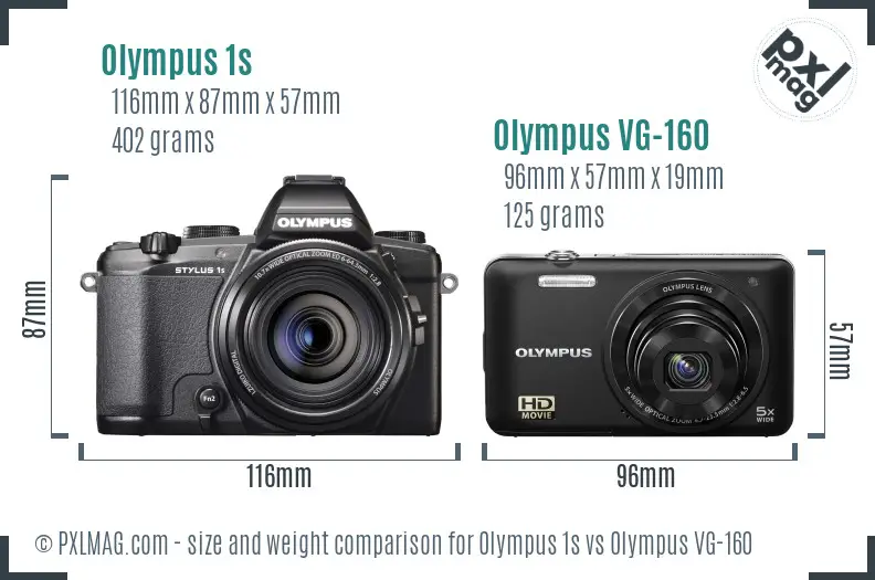 Olympus 1s vs Olympus VG-160 size comparison