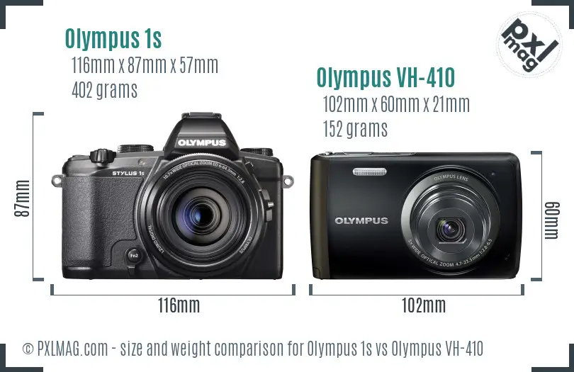 Olympus 1s vs Olympus VH-410 size comparison