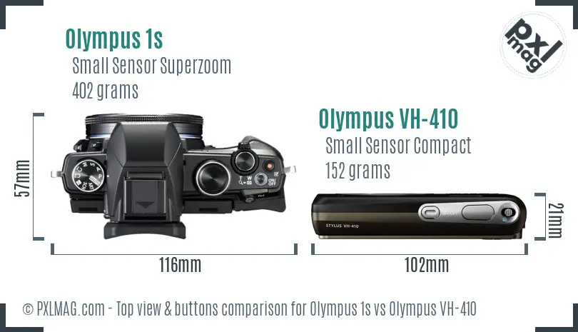 Olympus 1s vs Olympus VH-410 top view buttons comparison
