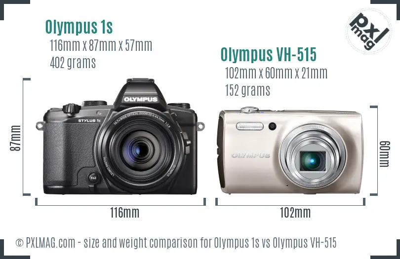 Olympus 1s vs Olympus VH-515 size comparison