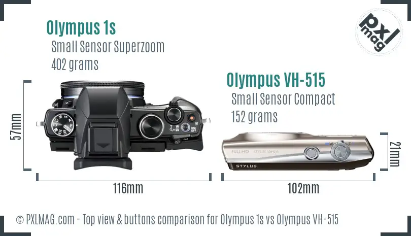 Olympus 1s vs Olympus VH-515 top view buttons comparison